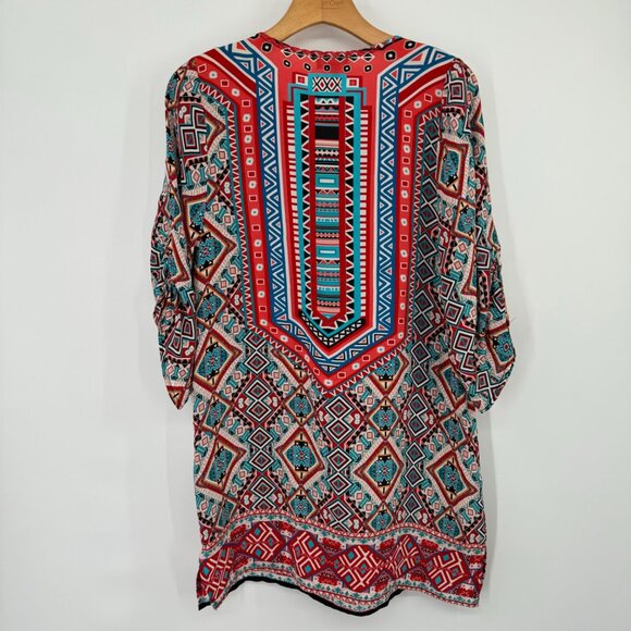 Tolani Women's size XS Silk Tunic mini Dress Multicolor Geometric Print - Picture 7 of 11